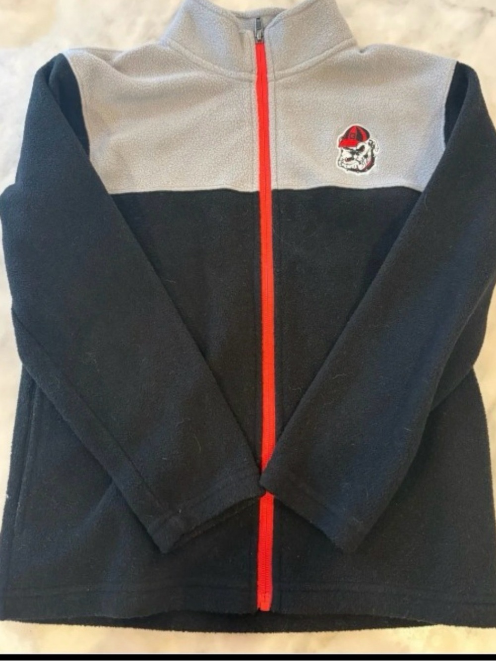 UGA Rivalry Threads Black & Gray Fleece Jacket with Red Zipperh